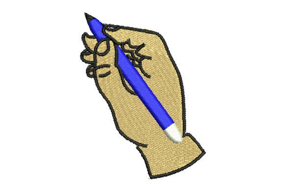 Hand Holding a Pencil Embroidery Design Review
