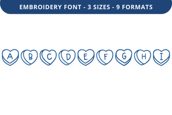 Reviewing Talking Hearts Font Lowercase a to I for Holiday Embroidery